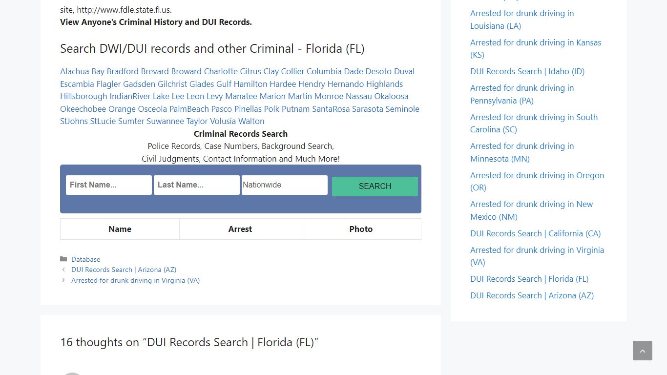 DUI Records Search | Florida (FL) – Drunk Drivers